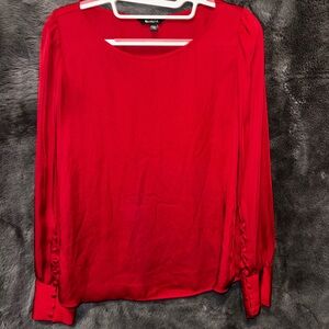 Express Scarlet Buttoned Blouse